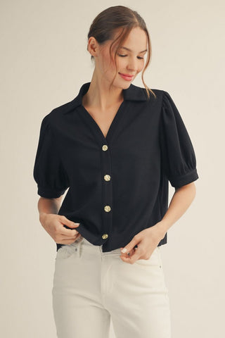"Amy" Button Down Top - The Katie Grace Boutique
