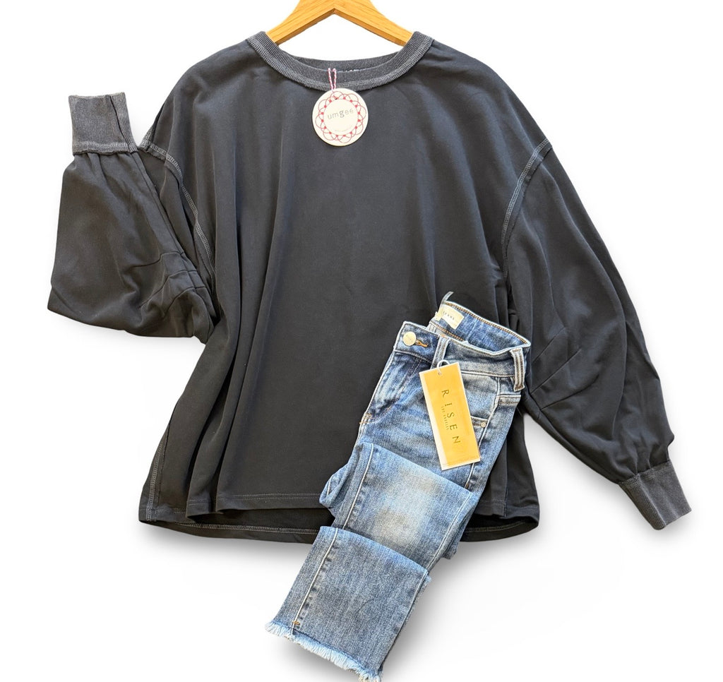 "Macey" Mineral Oversized Top - The Katie Grace Boutique