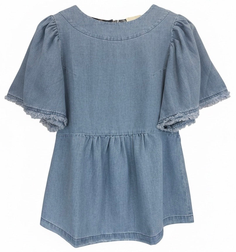 "Shay" Denim Top - The Katie Grace Boutique