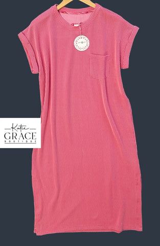 "Laura" Curly Ribbed Dress - The Katie Grace Boutique