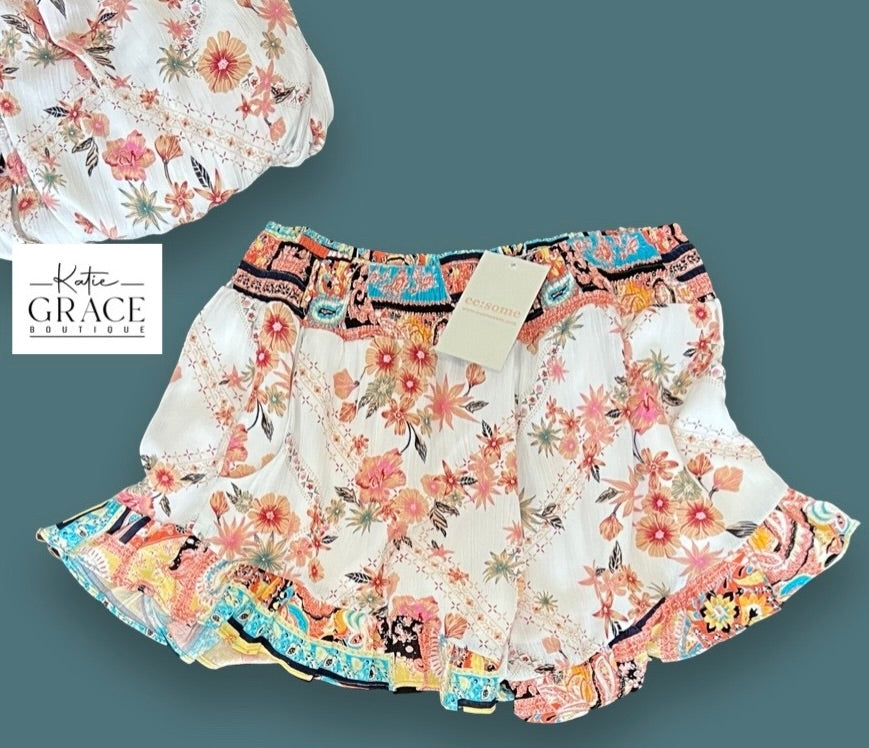 "Bethany" Smocked Waist Shorts - The Katie Grace Boutique