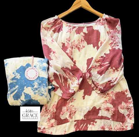 "Leisha" Abstract Blouse, 2 colors - The Katie Grace Boutique