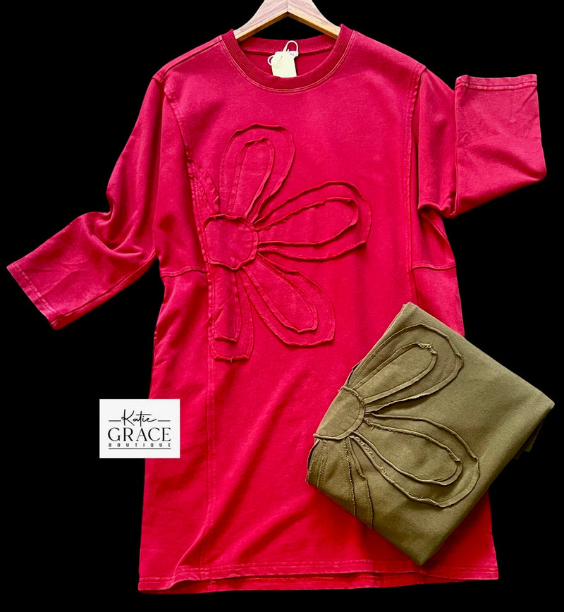 "Shea" Applique Flower Dress, 2 colors - The Katie Grace Boutique