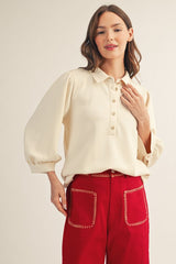 "Camille" 3/4 Luxe Knit Top - The Katie Grace Boutique