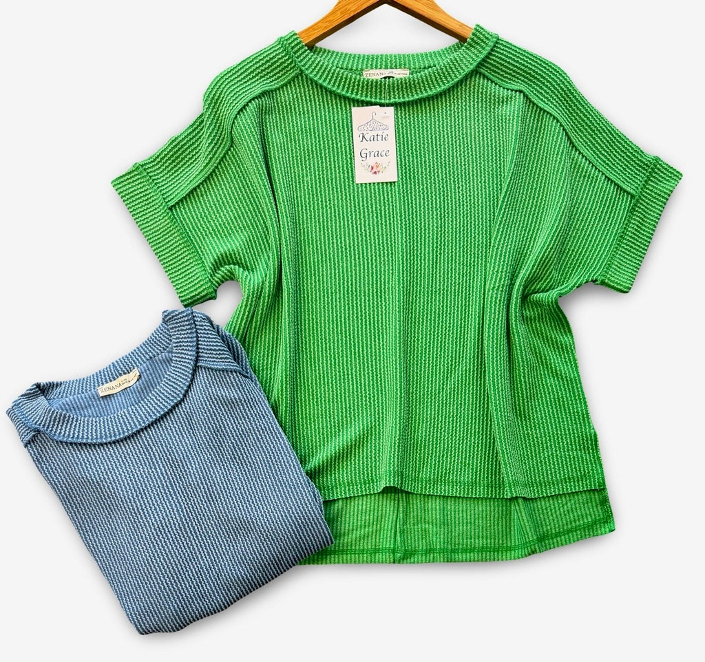 "Lettie" Curly Ribbed Top, 2 colors - The Katie Grace Boutique