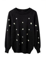 "Eva" Embroidered Sweater - The Katie Grace Boutique