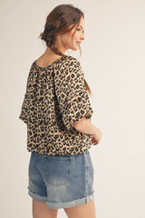 "Jane" Leopard Blouse - The Katie Grace Boutique