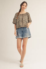 "Jane" Leopard Blouse - The Katie Grace Boutique