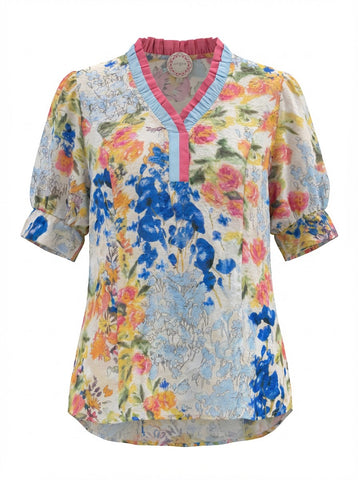 "Shasta" Watercolor Floral Blouse - The Katie Grace Boutique