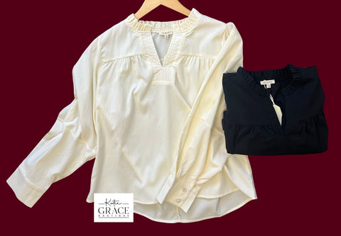 "Allie" Long Sleeve Blouse, 2 colors - The Katie Grace Boutique