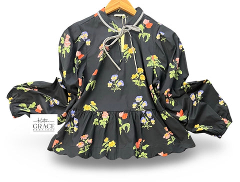 "Bonnie" Peplum Blouse - The Katie Grace Boutique