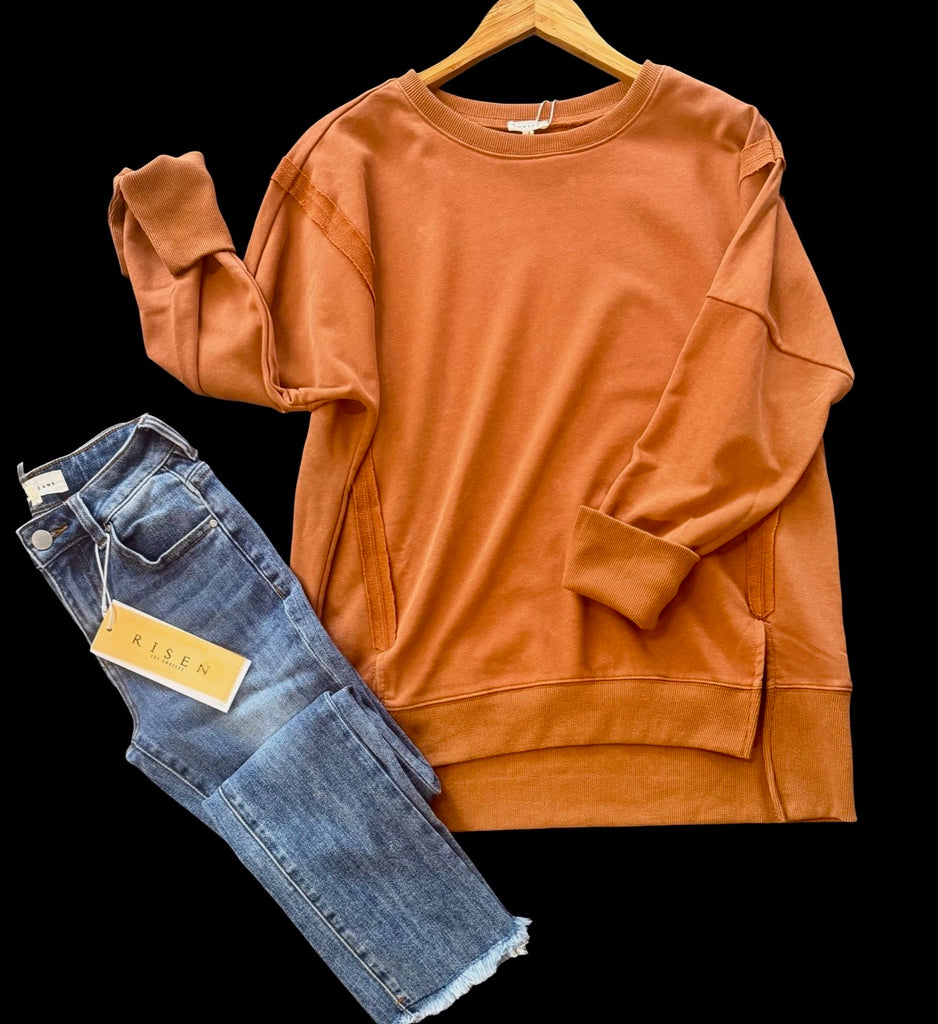 "Caley" Toffee Pullover - The Katie Grace Boutique