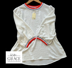 "Lynn" Air Flow Blouse, White - The Katie Grace Boutique