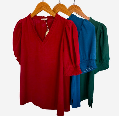 "Juno" V Neck Blouse - The Katie Grace Boutique