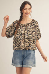 "Jane" Leopard Blouse - The Katie Grace Boutique