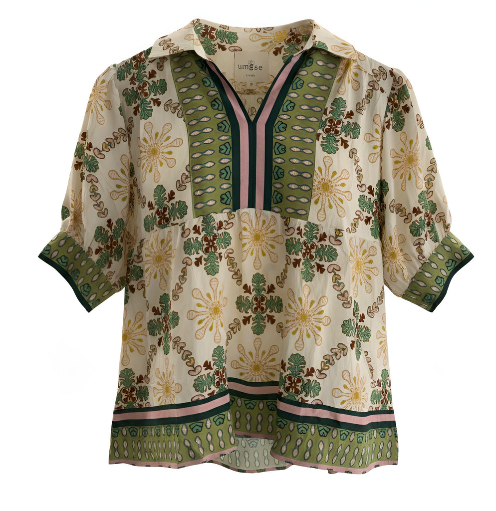 "Ginger" Printed Blouse - The Katie Grace Boutique