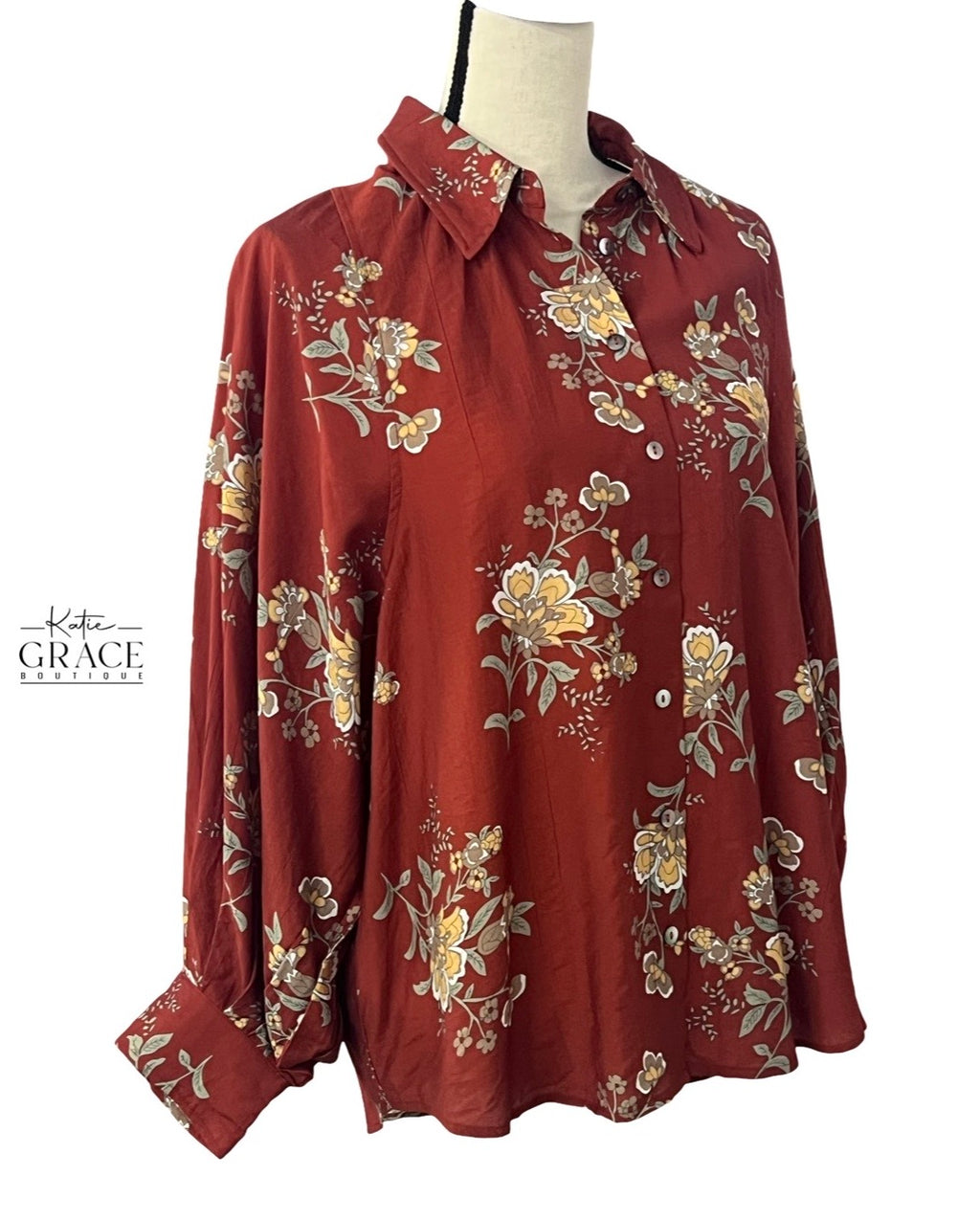 "Sadie" Floral Blouse - The Katie Grace Boutique