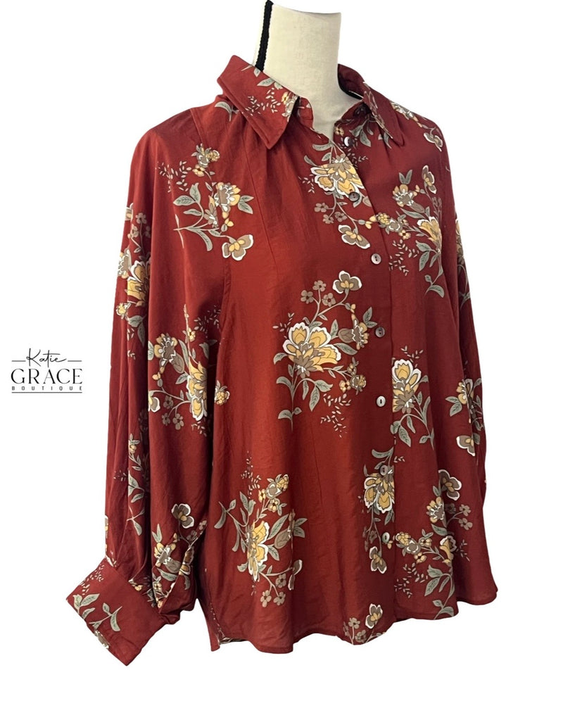 "Sadie" Floral Blouse - The Katie Grace Boutique