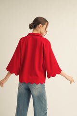 "Chasely" Scalloped Luxe Top - The Katie Grace Boutique
