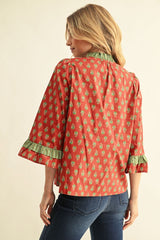 "Brit" 3/4 Sleeve Blouse - The Katie Grace Boutique