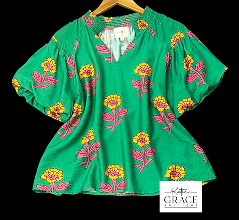 "Chasely" Puff Sleeve Blouse - The Katie Grace Boutique