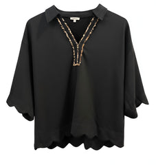 "Tillie" Scalloped Luxe Shirt - The Katie Grace Boutique