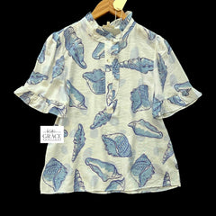 "Sarah" Shell Motif Blouse - The Katie Grace Boutique