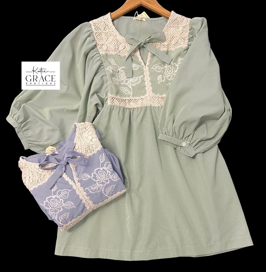 "Olivia" Crochet and Embroidery Dress, 2 colors - The Katie Grace Boutique
