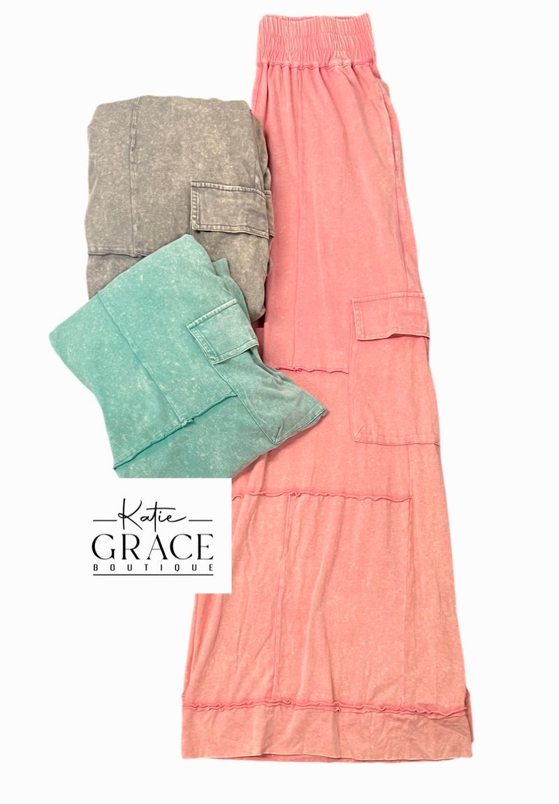 "Brittani" Mineral Washed Pants, 3 colors - The Katie Grace Boutique