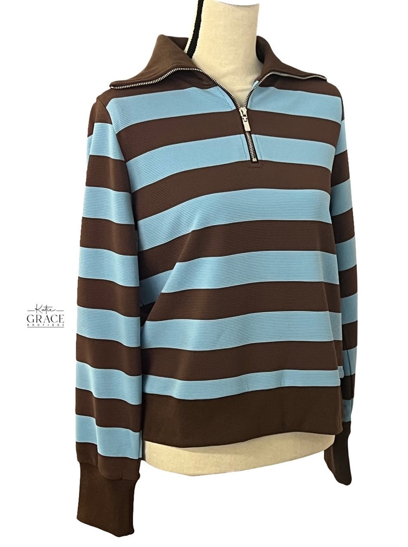 "Kendra" Zip Pullover - The Katie Grace Boutique