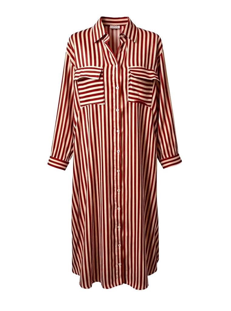 "Candi" Striped Shirt Dress, Plus - The Katie Grace Boutique
