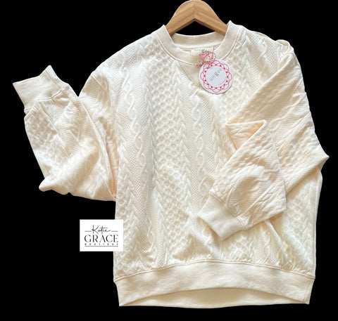 "Norma" Textured Pullover - The Katie Grace Boutique