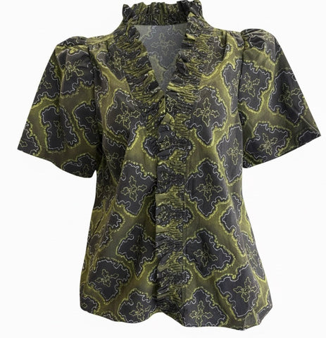 "Krista" Smocked Collar Blouse - The Katie Grace Boutique