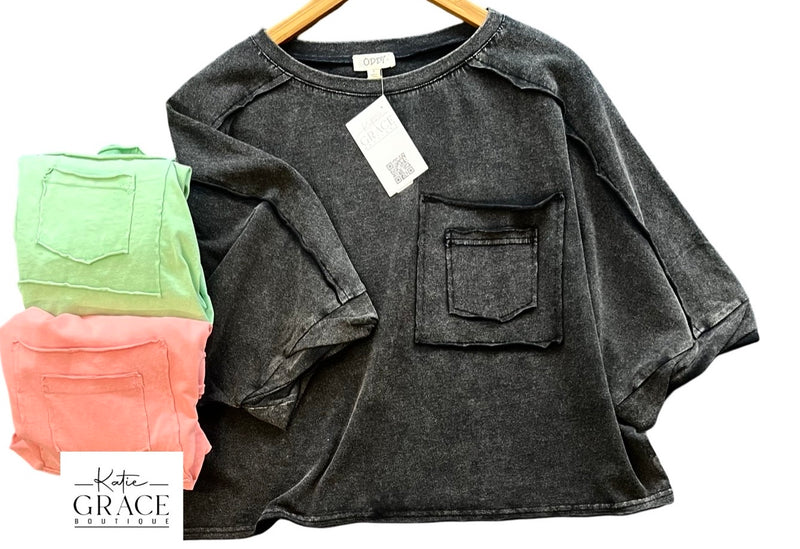 "River" Mineral Washed Top - The Katie Grace Boutique