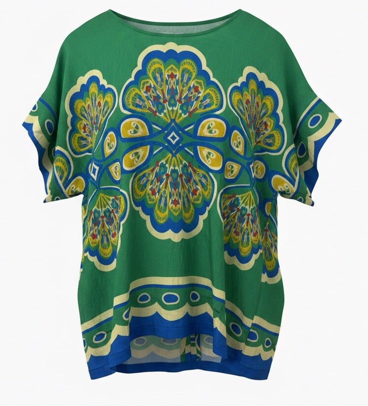 "Gem" Medallion Blouse - The Katie Grace Boutique