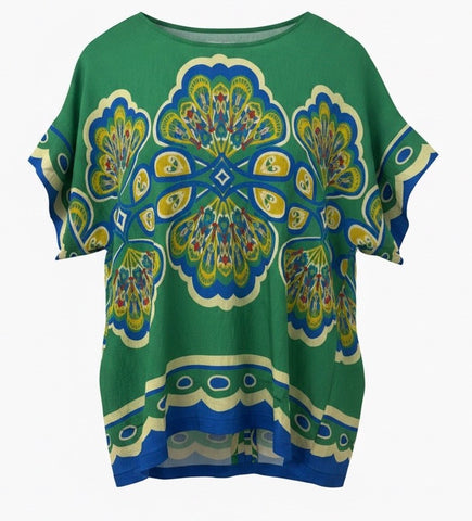 "Gem" Medallion Blouse - The Katie Grace Boutique