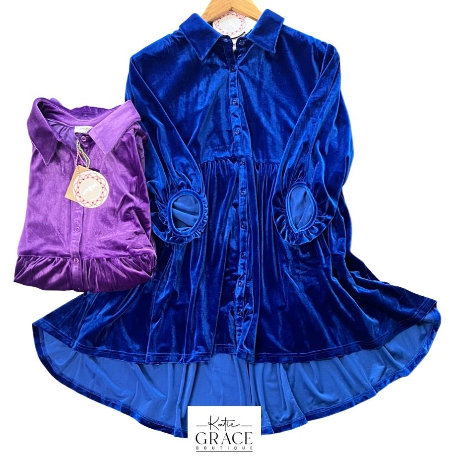 "Bythe" Velvet Tunic, 2 colors - The Katie Grace Boutique