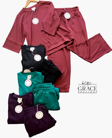 "Kelsey" Luxe Matching Separates, 4 colors - The Katie Grace Boutique