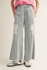 "Finley" Distress Lace Patches - The Katie Grace Boutique