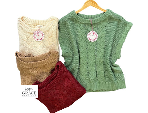 "Jocelyn" Cable Knit Sweater, 4 colors - The Katie Grace Boutique