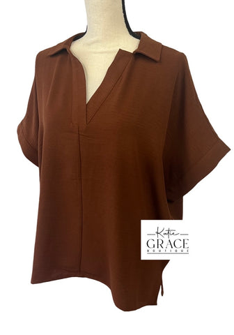 "Nadine" Collared Blouse - The Katie Grace Boutique