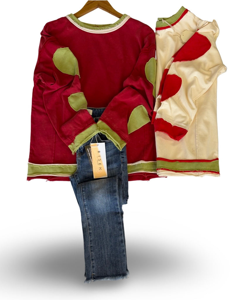 "Rachel" Mineral Washed Top with Applique' Details, 2 colors - The Katie Grace Boutique