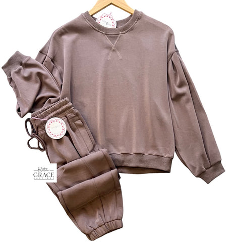 "Kara" Cupro Matching Separates, Chocolate - The Katie Grace Boutique