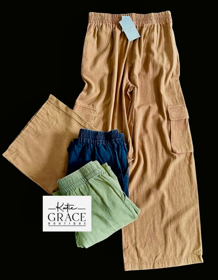 "Margret" Wide Leg Cargo Pants - The Katie Grace Boutique