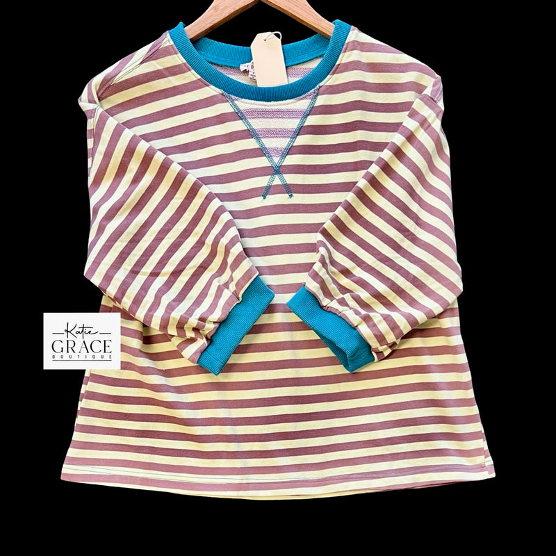 "Lucy" Striped Top - The Katie Grace Boutique