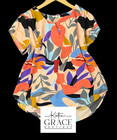 "Jessie" Abstract Blouse - The Katie Grace Boutique
