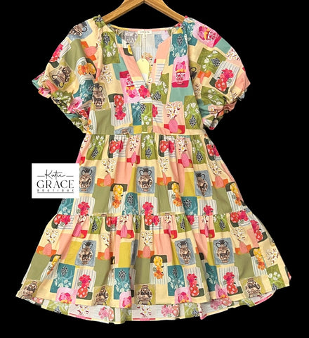 "Stephanie" Vase Motif Dress - The Katie Grace Boutique