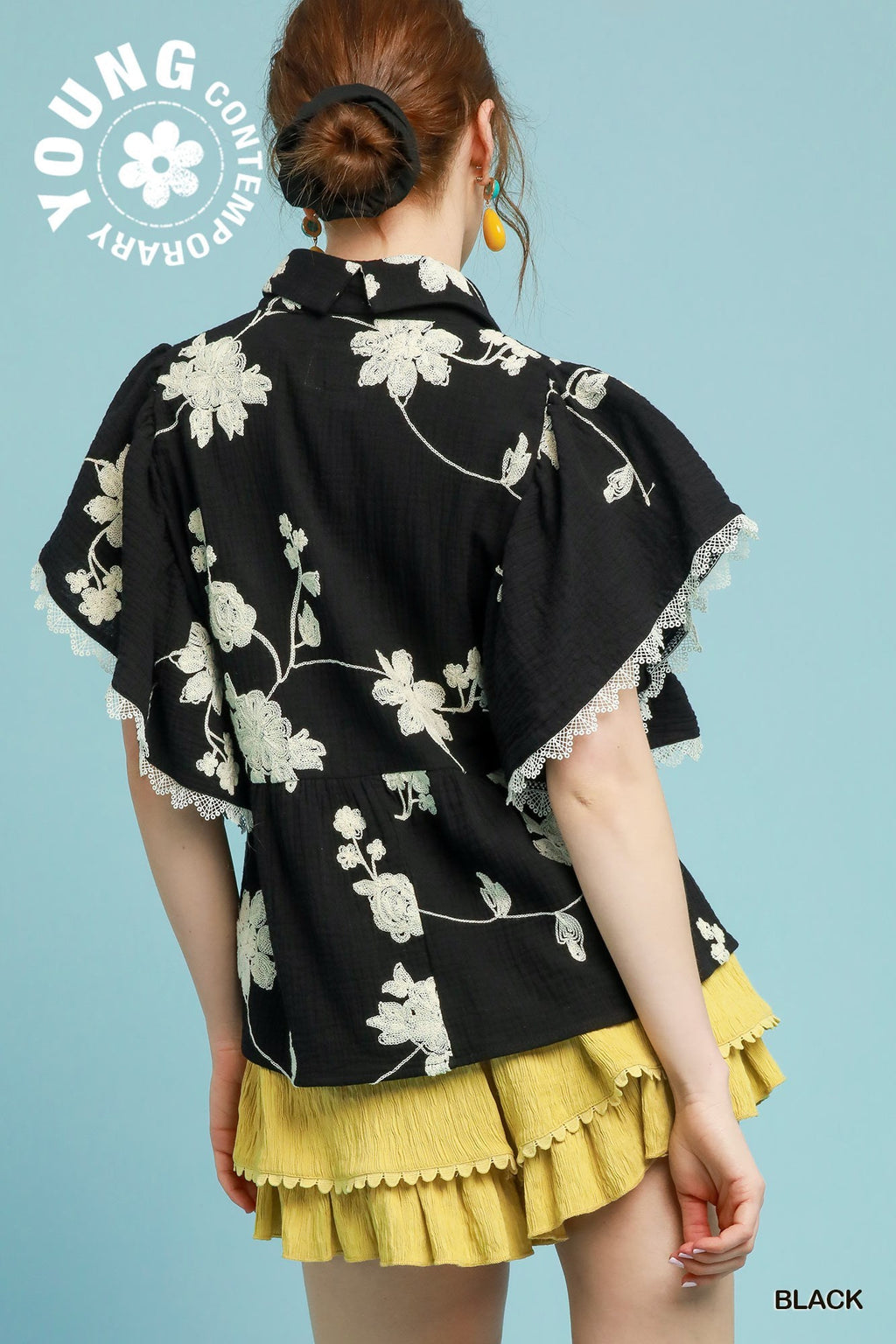 "Lara" Embroidered Cotton Blouse - The Katie Grace Boutique