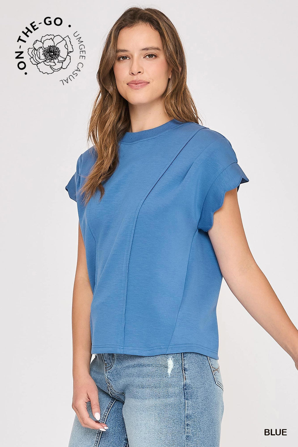 "Tanya" Scalloped Sleeve Top - The Katie Grace Boutique