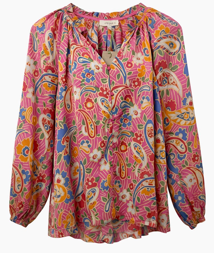 "Patty" Paisley Blouse, Plus - The Katie Grace Boutique